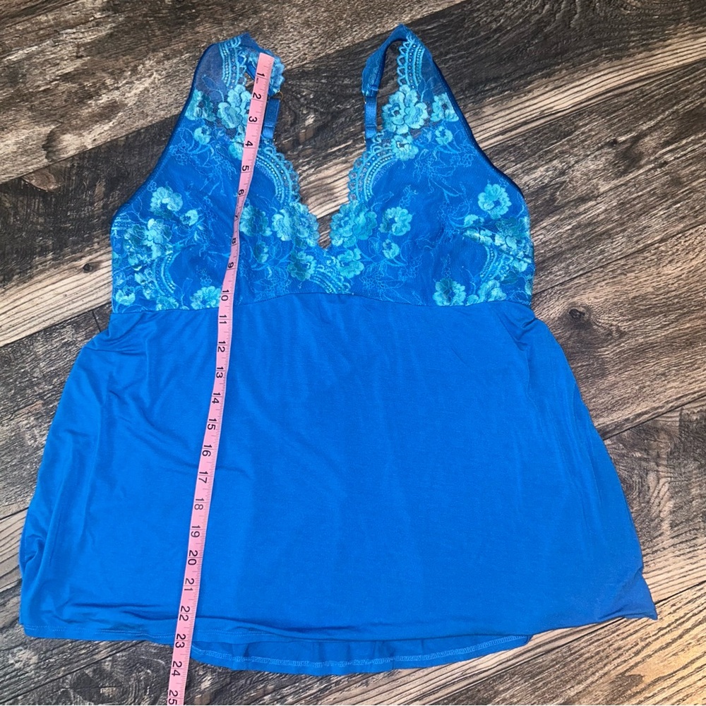 Soma Blue Pajama Nightie Top Adjustable Straps Floral Lace Women’s XL - Picture 7 of 7